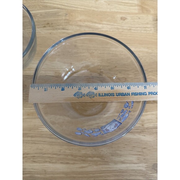 Vintage Anchor Hocking Pillsbury Doughboy Glass Mixing Bowl Set 1 & 1.5 Quart - Picture 6 of 7